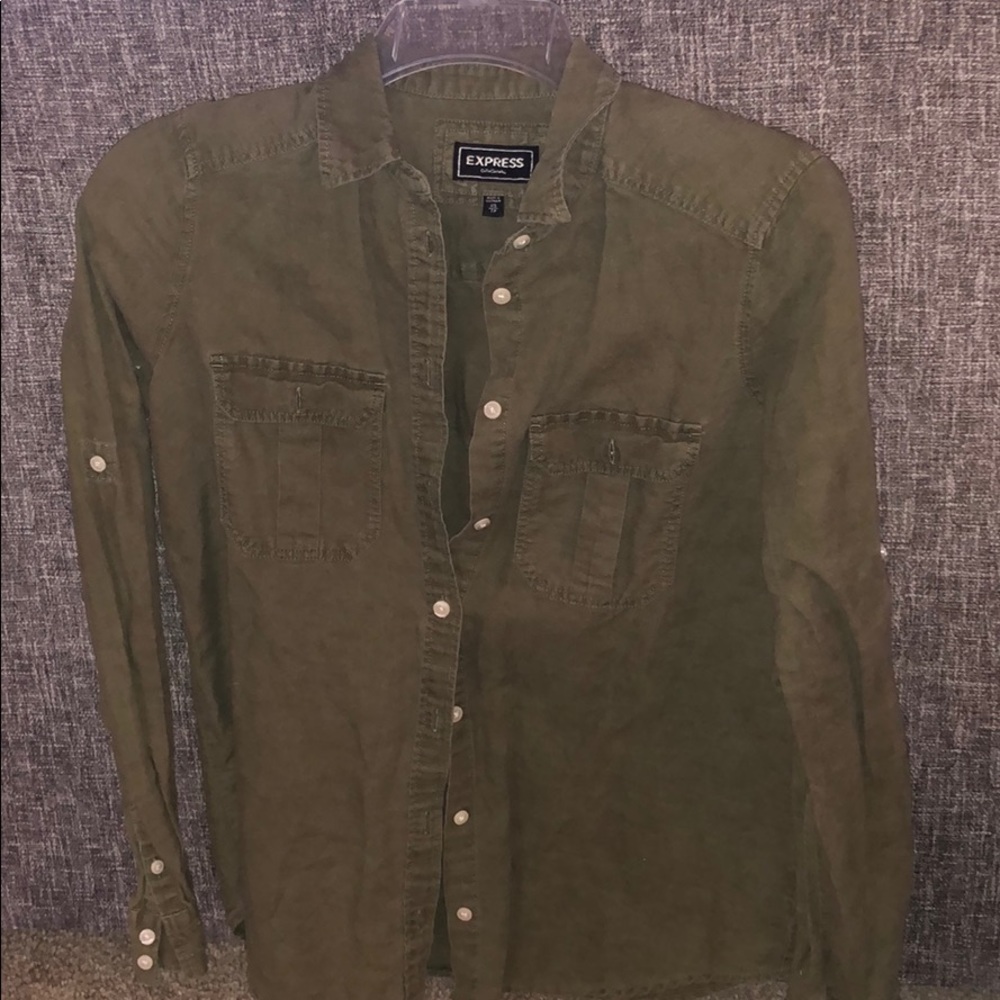 Olive green button up